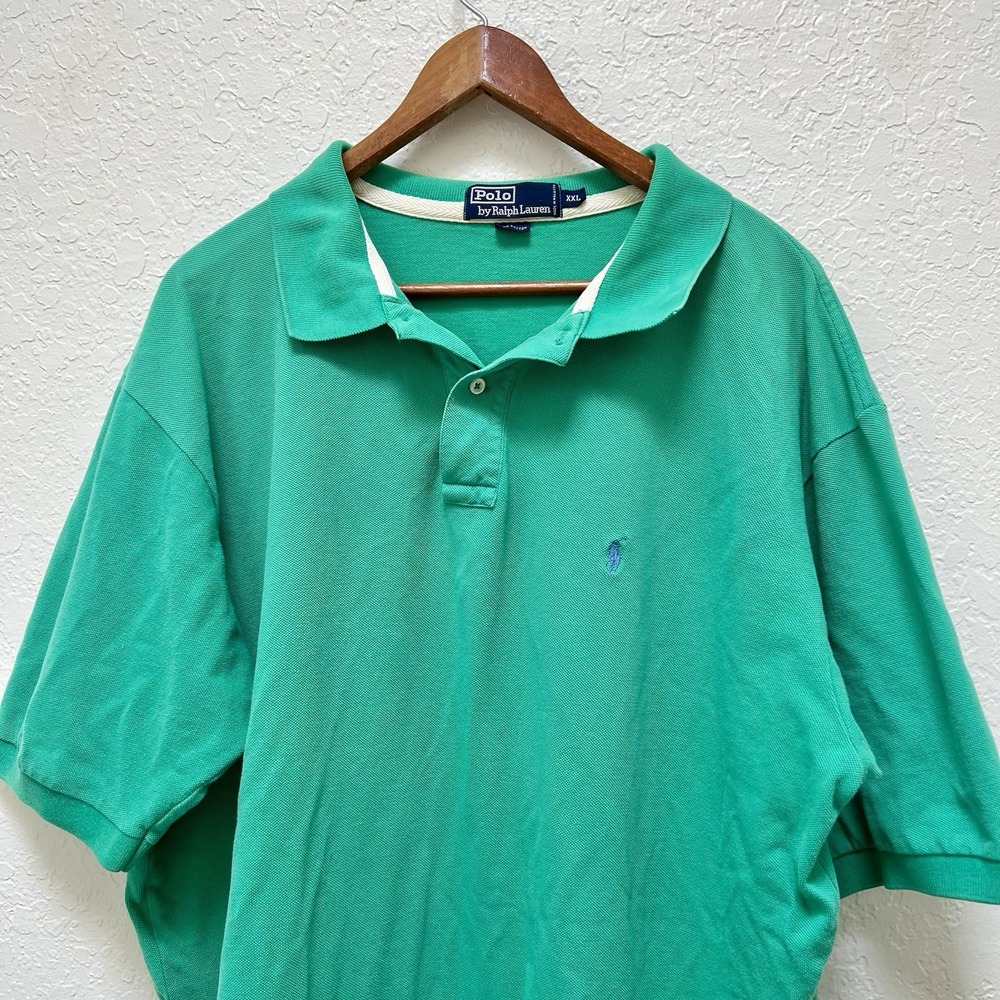 Polo by Ralph Lauren Green Cotton Polo Shirt Mens XXL Short Sleeve Preppy Golf‎ - Picture 2 of 5